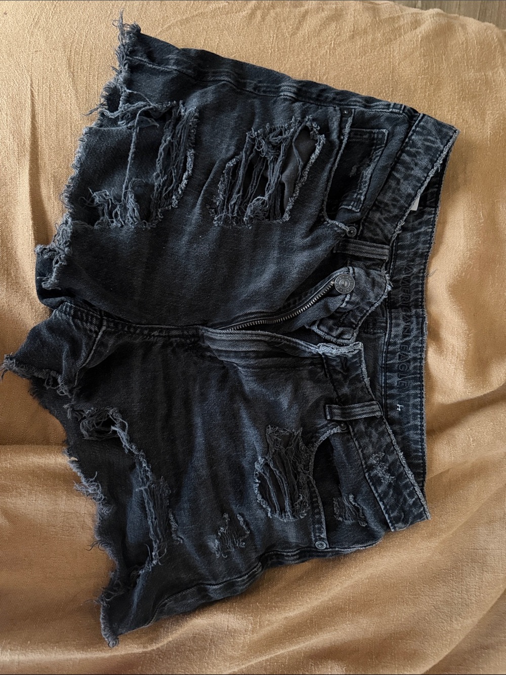 American Eagle Outfitters Distressed Black Denim Jean Shorts